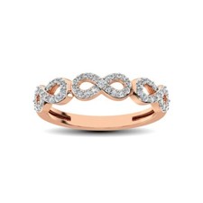 Anel de moissanita corte redondo branco brilhante design 3 infinitos em ouro rosa puro 10K comprar usado  Enviando para Brazil