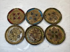 Juego de 6 Posavasos Italianos Estilo Florentino MCM Vintage Tallados Pintados Madera Dorada segunda mano  Embacar hacia Mexico