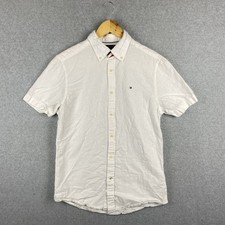 Usado, Camisa masculina Tommy Hilfiger S branca manga curta mistura de linho botão para baixo casual comprar usado  Enviando para Brazil