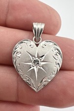 Diseñador .900 Platino .14ct Diamante Brillante Redondo Grabado Amor Corazón comprar usado  Enviando para Brazil