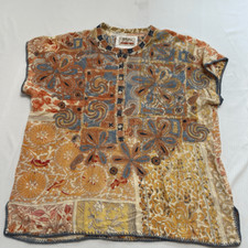 Blusa Biya x Johnny Was bordada de seda boho hippie chique tamanho XS comprar usado  Enviando para Brazil