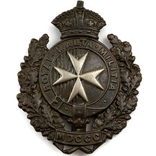 EDWARDIAN Kings Own Malta Regiment Królewska Maltańska Czapka Kolonialna Odznaka Oryginalna, używany na sprzedaż  Wysyłka do Poland
