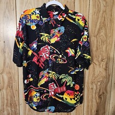 Camisa masculina Jams World Planet Hollywood preta média vintage Y2K discoteca hip hop skatista, usado comprar usado  Enviando para Brazil