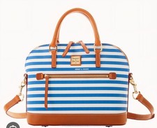 Bolsa satchel/crossbody azul DOONEY & BOURKE SULLIVAN LISTRADA REVESTIDA DE ALGODÃO ABOBADADA , usado comprar usado  Enviando para Brazil