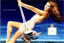 Cartão postal Live To Love 4X6 publicidade perfume CELINE DION PARFUM & SAMPLE, usado comprar usado  Enviando para Brazil