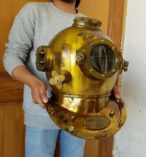 Casco antiguo de la Marina de los Estados Unidos tamaño completo buzos casco de buceo marca V regalo 18" pulgadas segunda mano  Embacar hacia Mexico