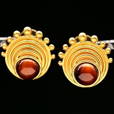 Usado, Brincos originais vintage assinados designer MCM pedra do sol âmbar olho de tigre comprar usado  Enviando para Brazil