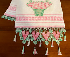 Vintage - Toalha de banho de crochê com borda de crochê elaborada - Cesta e borlas, usado comprar usado  Enviando para Brazil