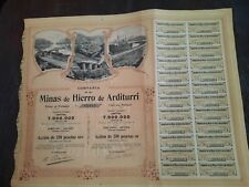 MINAS DE HIERRO DE ARDITURRI Accion TITULO 03.144 Oyarzun Guipuzcoa 1905   comprar usado  Enviando para Brazil