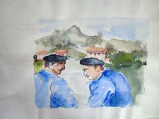 Aquarelle pays basque d'occasion  Miramont-de-Guyenne
