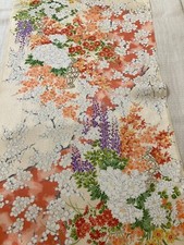@@ Tela de seda kimono japonés vintage / tejido liso, base amarillo crema AP02 segunda mano  Embacar hacia Mexico