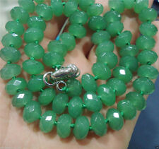 Naturalny 5x8mm fasetowany zielony Jadeit Rondelle Kamień szlachetny Koraliki Naszyjnik 18" AAA na sprzedaż  Wysyłka do Poland