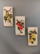 Conjunto de 3 placas de parede de frutas decoração de parede pendurada 3D resina azulejo uva pera maçã comprar usado  Enviando para Brazil