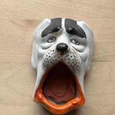 Bandeja de cinzas vintage boxer cabeça de cachorro porcelana pintada à mão e língua original -- Q1 comprar usado  Enviando para Brazil