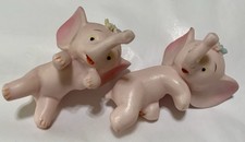 Estatueta pequena vintage porcelana rosa bebê elefante usando flores conjunto 2 Japão comprar usado  Enviando para Brazil