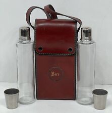 Lindo conjunto de bebidas vintage bar viajante com estojo de couro bordô + xícaras comprar usado  Enviando para Brazil