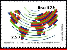 1638 BRASIL 1979 TELECOMUNICAÇÕES, 3 EXPOSIÇÕES MUNDIAIS DE TELECOMUNICAÇÕES, MI# 1737, SEM MARCA DE CHARNEIRA comprar usado  Brasil 