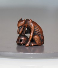 Antique netsuke wolf for sale  LONDON