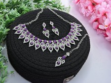 Brincos de colar gargantilha de strass folheados a prata indiana Bollywood Tikka comprar usado  Enviando para Brazil