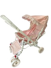 Carrinho de bebê vintage dobrável rosa fitas com babados alça reversível rosas comprar usado  Enviando para Brazil