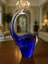 Estatueta de elefante azul abstrato vintage arte vidro cobalto luz estilo Murano comprar usado  Enviando para Brazil