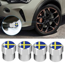 Usado, Para Volvo Saab Bandeira da Suécia Auto Carro Cromado Metal Roda Pneu Válvula Tampas Conjunto comprar usado  Enviando para Brazil