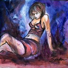 Seated girl watercolor for sale  Pleasanton