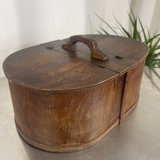 Caixa de costura antiga de madeira formato oval compartimento duplo c1900 comprar usado  Enviando para Brazil