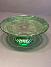Usado, Suporte para bolo vintage com pés de vidro verde comprar usado  Enviando para Brazil