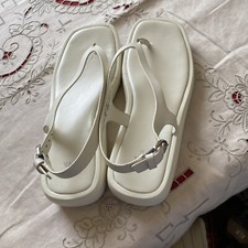 Zara Chunky Platform Sandals/Flip Flops Tira de Tornozelo Marfim Tamanho 9 Preloved, usado comprar usado  Enviando para Brazil