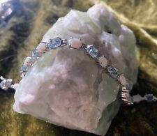 Pulseira de tênis vintage prata esterlina opala azul claro topázio 8" comprar usado  Enviando para Brazil