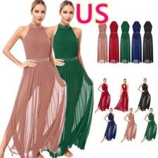 Vestido feminino buraco na fechadura costas lírico contemporâneo roupa de dança palco performance comprar usado  Enviando para Brazil