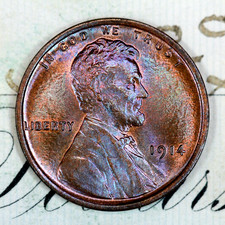 * 1914-P * PRISTINE+ GEM BU MS LINCOLN WHEAT PENNY * DA COLEÇÃO ORIGINAL comprar usado  Enviando para Brazil