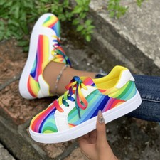 Tênis feminino arco-íris casual esportivo tênis de corrida tênis de caminhada, usado comprar usado  Enviando para Brazil