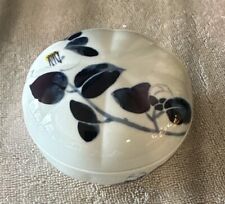 Caixa de joias Noritake japonesa coberta de porcelana bugigangas folhas azuis, usado comprar usado  Enviando para Brazil