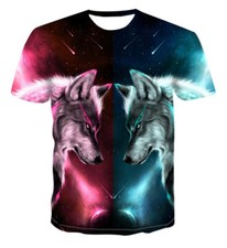 Usado, Nova Camiseta Galaxy Wolf Casal Casual Feminina Masculina Estampa 3D Manga Curta comprar usado  Enviando para Brazil