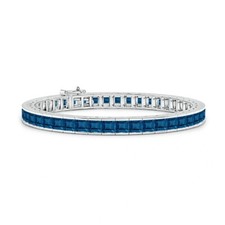 Usado, Pulseira de tênis de safira azul e corte quadrado criada em laboratório folheada a prata esterlina 925 comprar usado  Enviando para Brazil