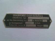 Typenschild graubremse landwir gebraucht kaufen  Goch
