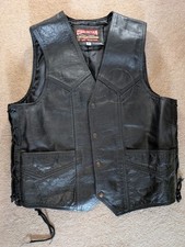 Leather bikers waistcoat for sale  MARKET DRAYTON