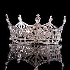 Concurso Miss América casamento nupcial Tiara De Strass 6.5cm de altura total Coroa Redonda comprar usado  Enviando para Brazil