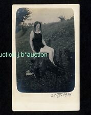 Beach Fashion STRANGE GIRL w BRAIDS IN SWIMSUIT Bademode * 1910s GERMAN Photo PC comprar usado  Enviando para Brazil