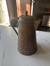 Cafetera tetera vintage de cobre y latón - Recipiente antigua de 11 pulgadas con mango segunda mano  Embacar hacia Mexico