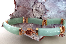 Usado, Impressionante pulseira de ouro amarelo 14 quilates verde claro, 585, jade 6 painéis 7" comprar usado  Enviando para Brazil
