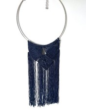 Gargantilha Free People azul crochê macramê franja colar com gargantilha de arame boêmio comprar usado  Enviando para Brazil