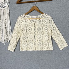 Cardigã Laura Ashley Ocasion Top Feminino 12 M Marfim Floral Renda Leve comprar usado  Enviando para Brazil