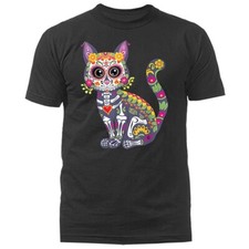 Camiseta gráfica Dia de los muertos mexicana caveira de açúcar gato dia dos mortos comprar usado  Enviando para Brazil
