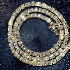 Colar feminino de tênis folheado a ouro branco 14K com diamante corte redondo e esmeralda 49 ctw comprar usado  Enviando para Brazil