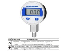 Mostrador MEASUREMAN 2-1/2", manômetro industrial digital com 1/4" NPT inferior  comprar usado  Enviando para Brazil