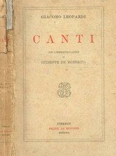 Canti. giacomo leopardi. usato  Italia