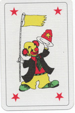 RARO MODERNO "palhaço de rosto amarelo com uma bandeira" JOKER cartão de jogo #78 comprar usado  Enviando para Brazil